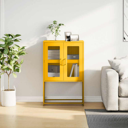 Highboard Mustard Yellow 68x39x107 cm Steel