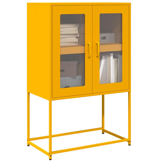 Highboard Mustard Yellow 68x39x107 cm Steel