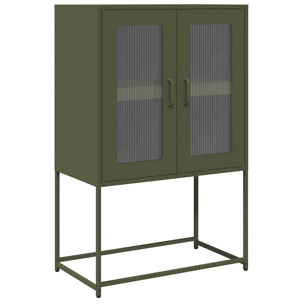 Highboard Olive Green 68x39x107 cm Steel