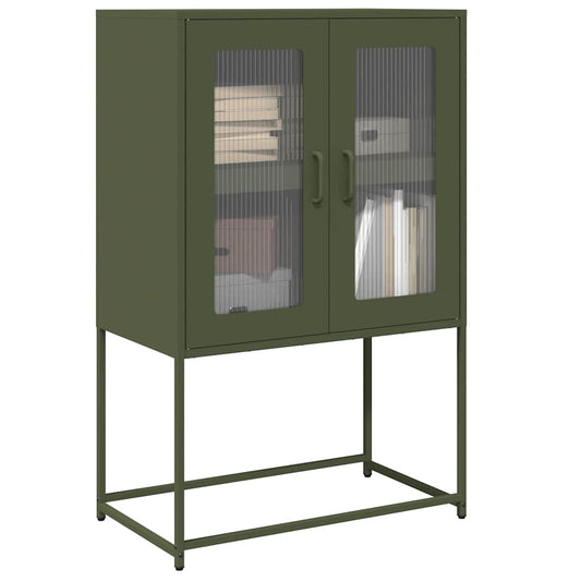 Highboard Olive Green 68x39x107 cm Steel