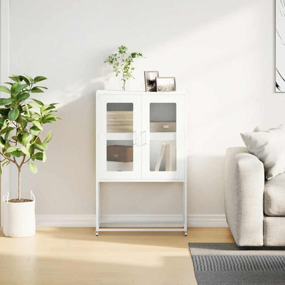 Highboard White 68x39x107 cm Steel