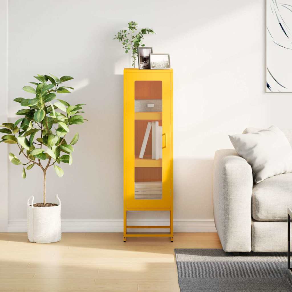 Highboard Mustard Yellow 36x39x123 cm Cold-rolled Steel