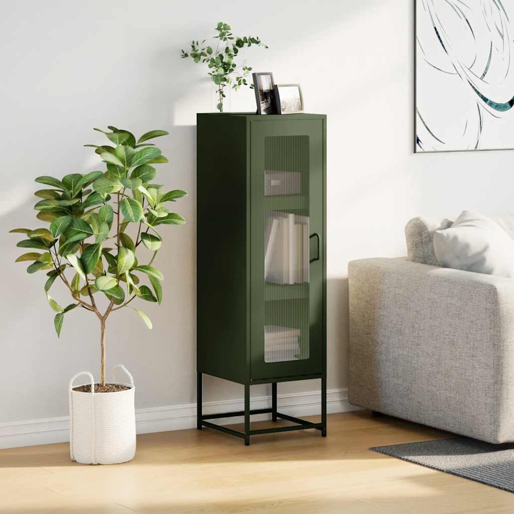 Highboard Olive Green 36x39x123 cm Cold-rolled Steel