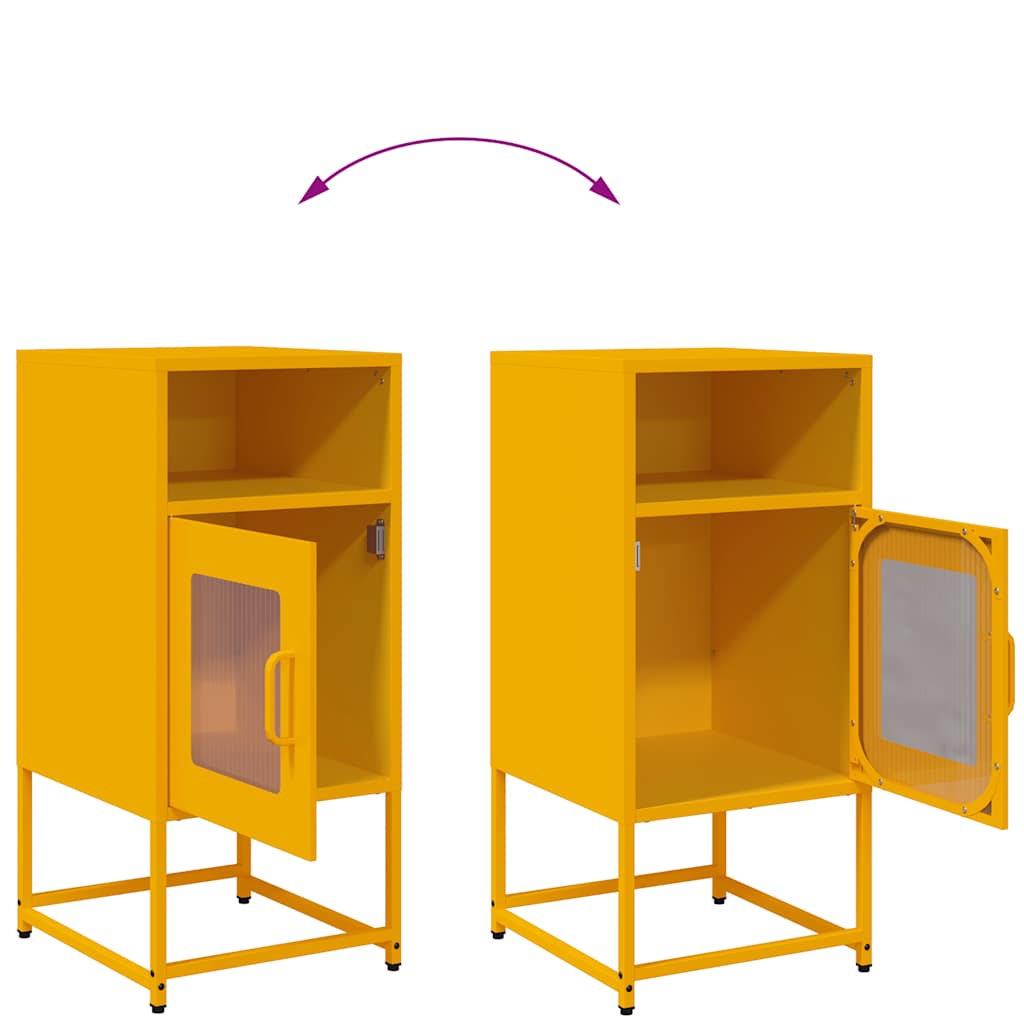 Bedside Cabinet Mustard Yellow 36x39x78 cm Cold-rolled Steel