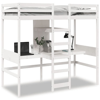 Loft Bed Frame without Mattress White 90x190cm Solid Wood Pine