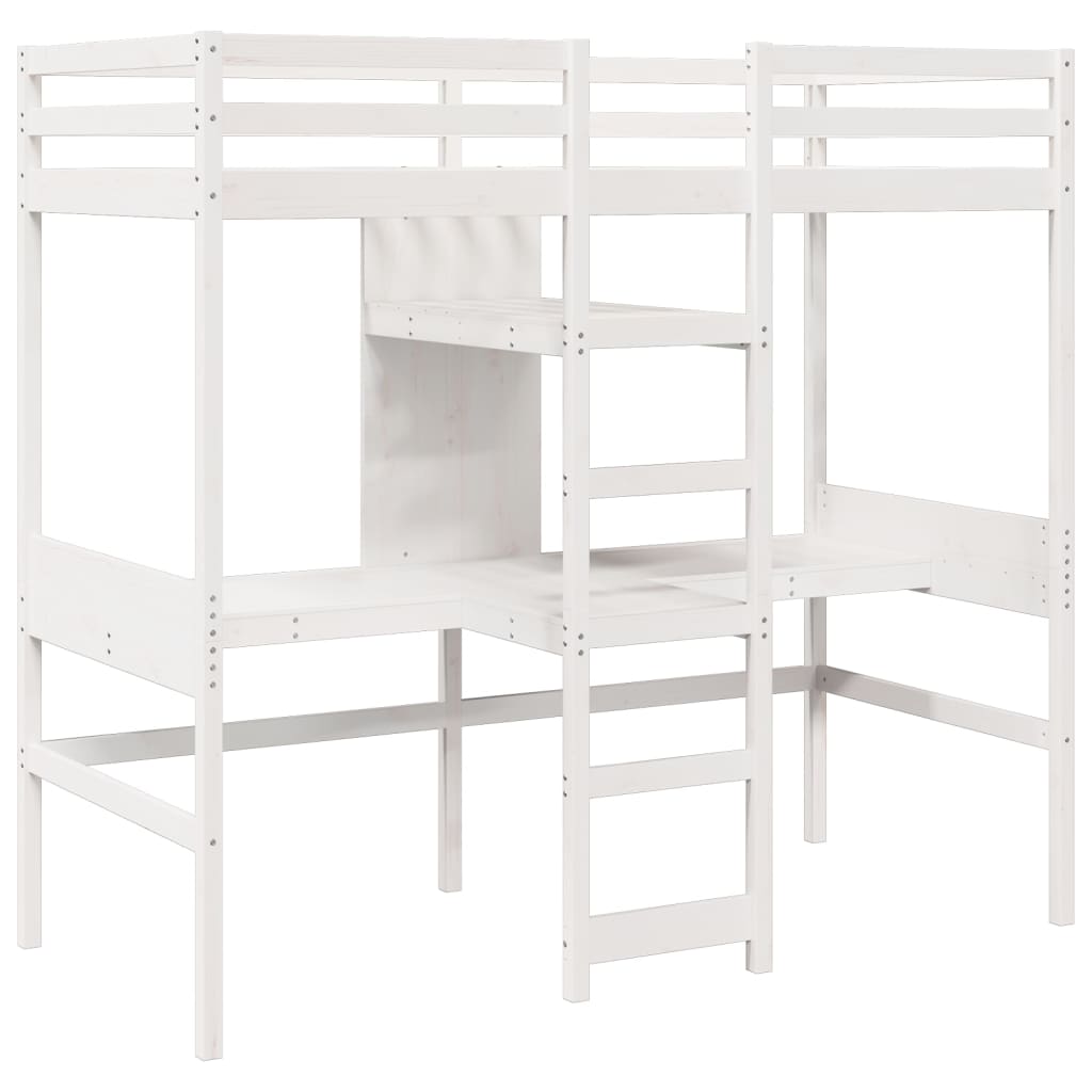 Loft Bed Frame without Mattress White 90x190cm Solid Wood Pine