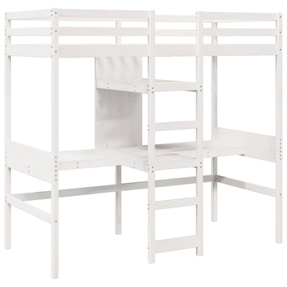 Loft Bed Frame without Mattress White 90x190cm Solid Wood Pine