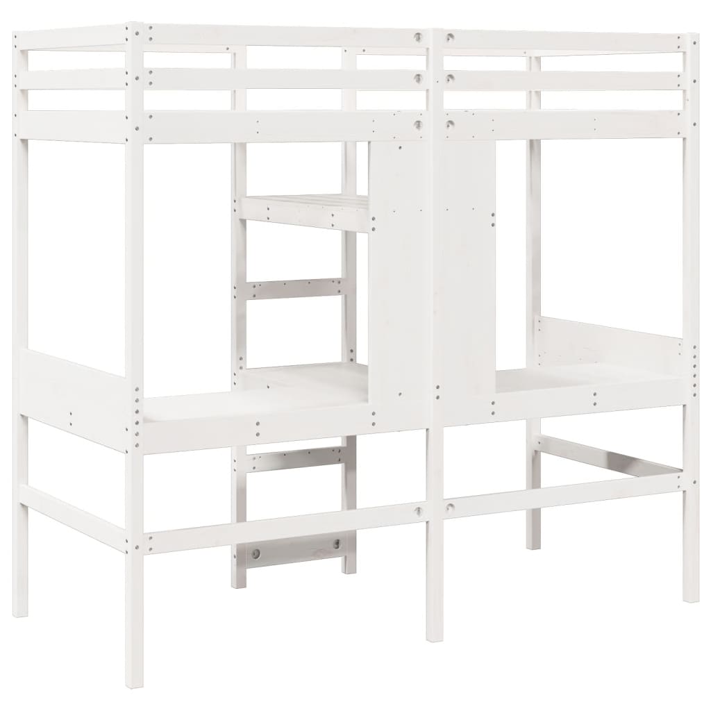 Loft Bed Frame without Mattress White 90x190cm Solid Wood Pine