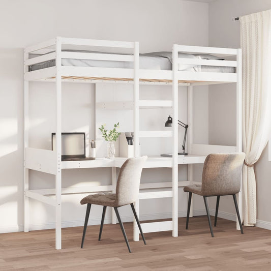 Loft Bed Frame without Mattress White 90x190cm Solid Wood Pine