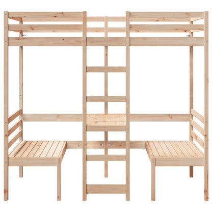 Loft Bed Frame with Desk and Chairs 80x200cm Solid Wood Pine