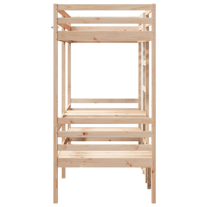 Loft Bed Frame with Desk and Chairs 75x190cm Solid Wood Pine
