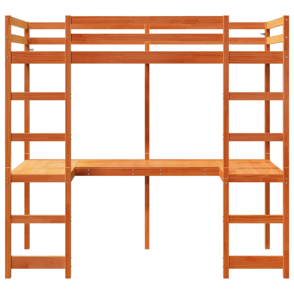 Loft Bed Frame without Mattress Wax Brown 80x200 cm Solid Wood Pine