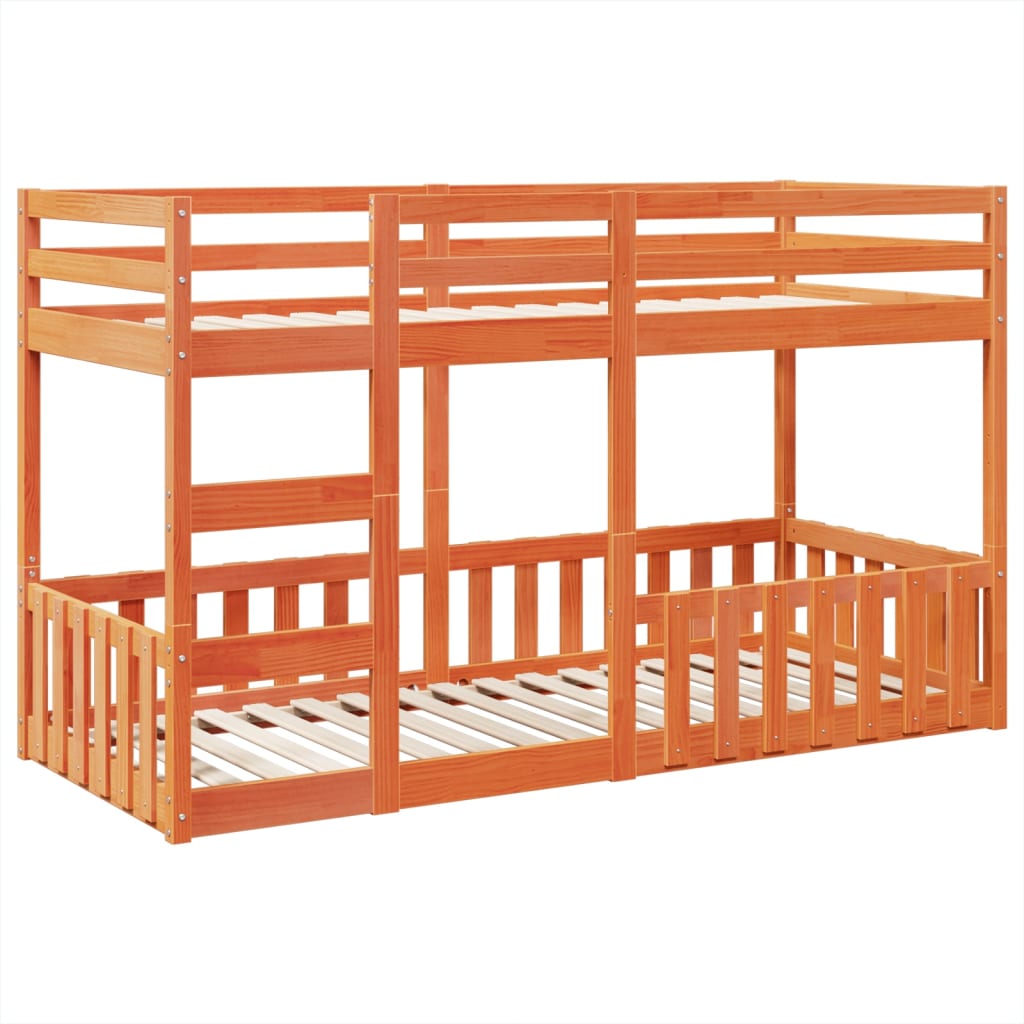 Bunk Bed Wax Brown 80x200 cm Solid Wood Pine