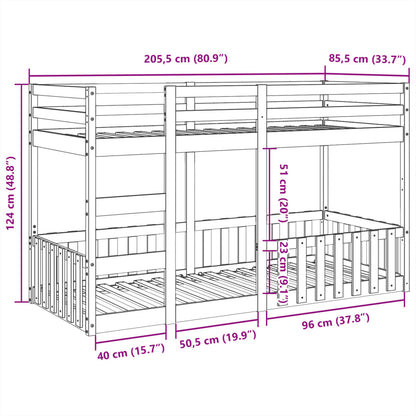 Bunk Bed Wax Brown 80x200 cm Solid Wood Pine