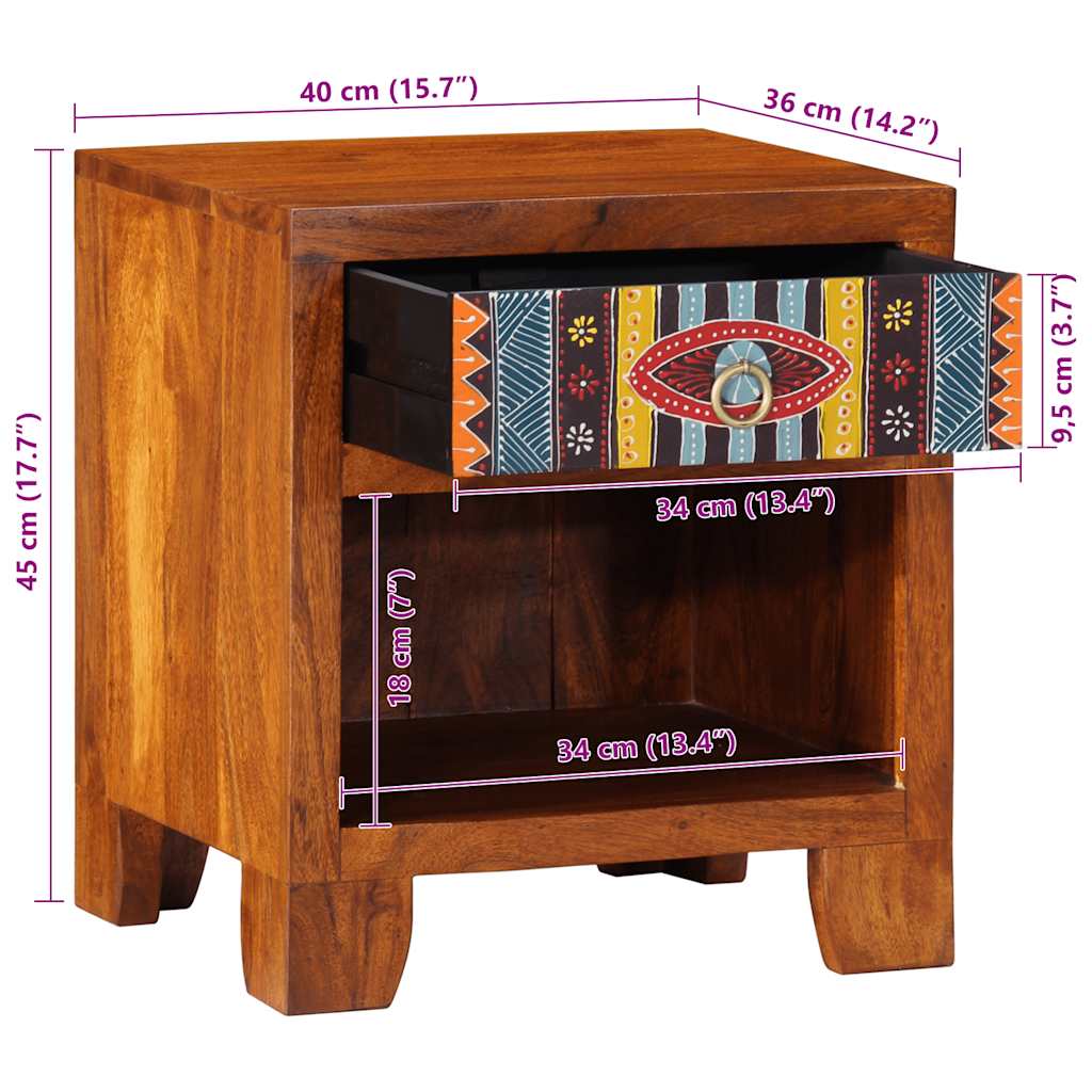 Bedside Cabinet 2 pcs 40x35x45 cm Solid Wood Acacia