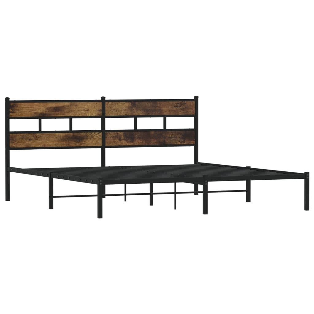 Metal Bed Frame without Mattress Smoked Oak 183x213 cm