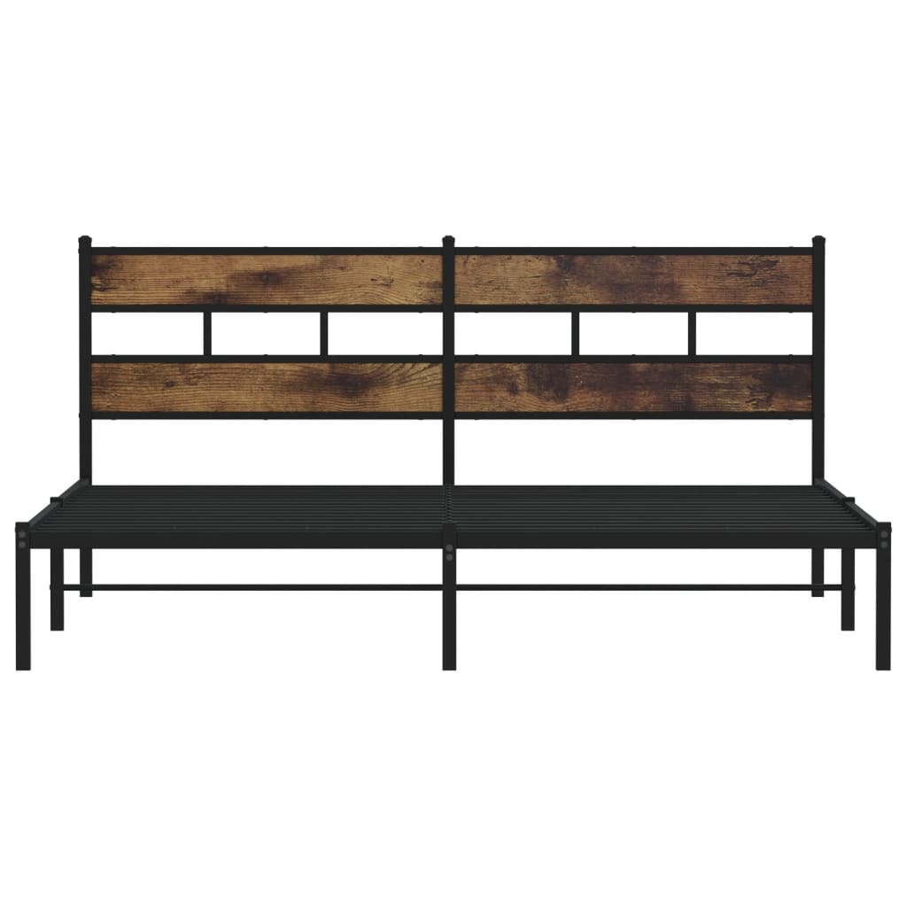 Metal Bed Frame without Mattress Smoked Oak 183x213 cm