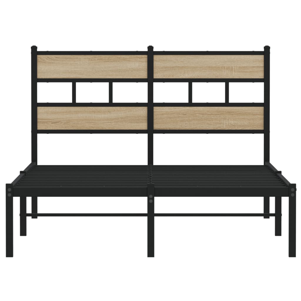 Metal Bed Frame without Mattress Sonoma Oak 120x200 cm