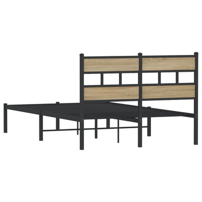 Metal Bed Frame without Mattress Sonoma Oak 120x200 cm
