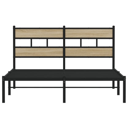 Metal Bed Frame without Mattress Sonoma Oak 135x190 cm Double