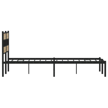 Metal Bed Frame without Mattress Sonoma Oak 135x190 cm Double