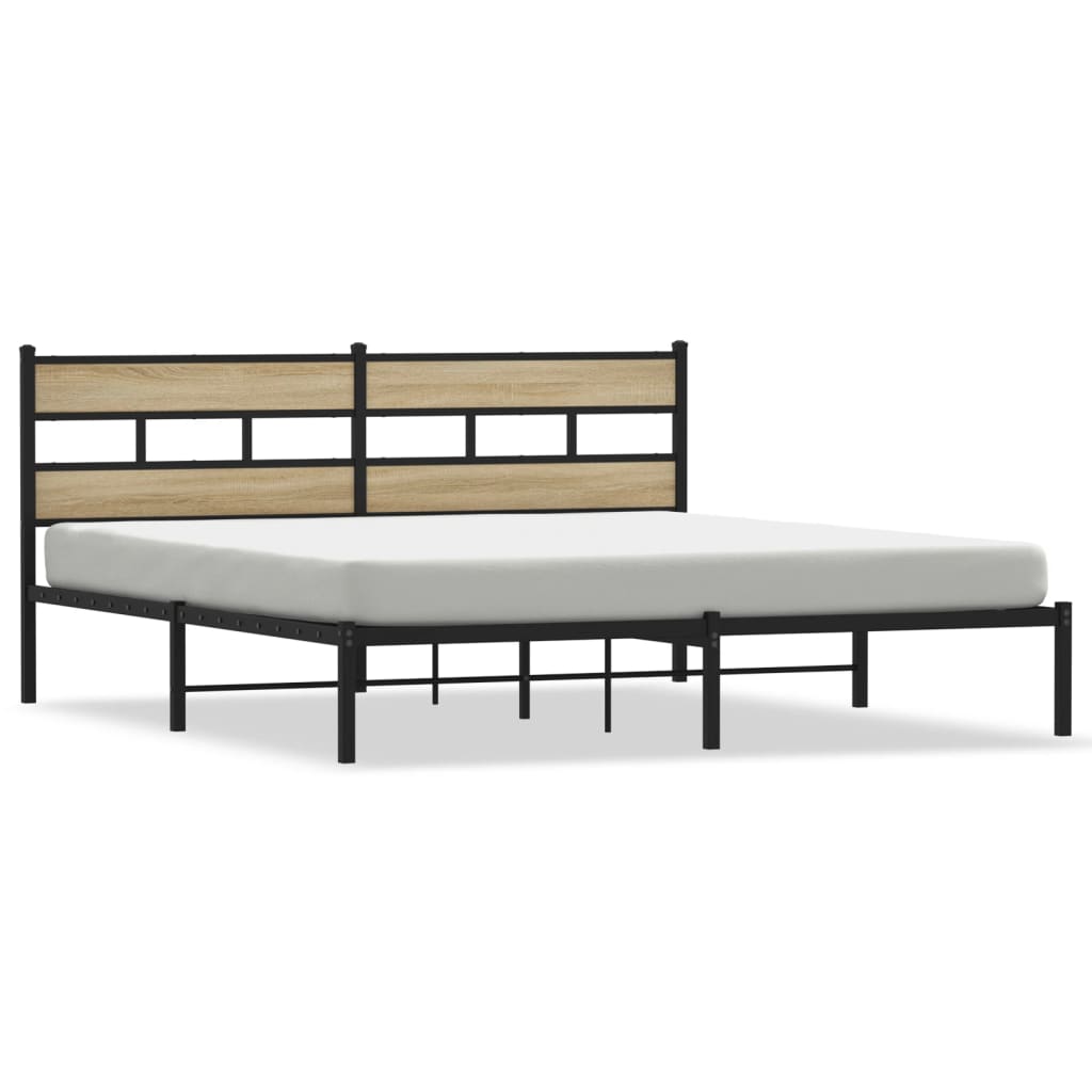Metal Bed Frame without Mattress Sonoma Oak 183x213 cm