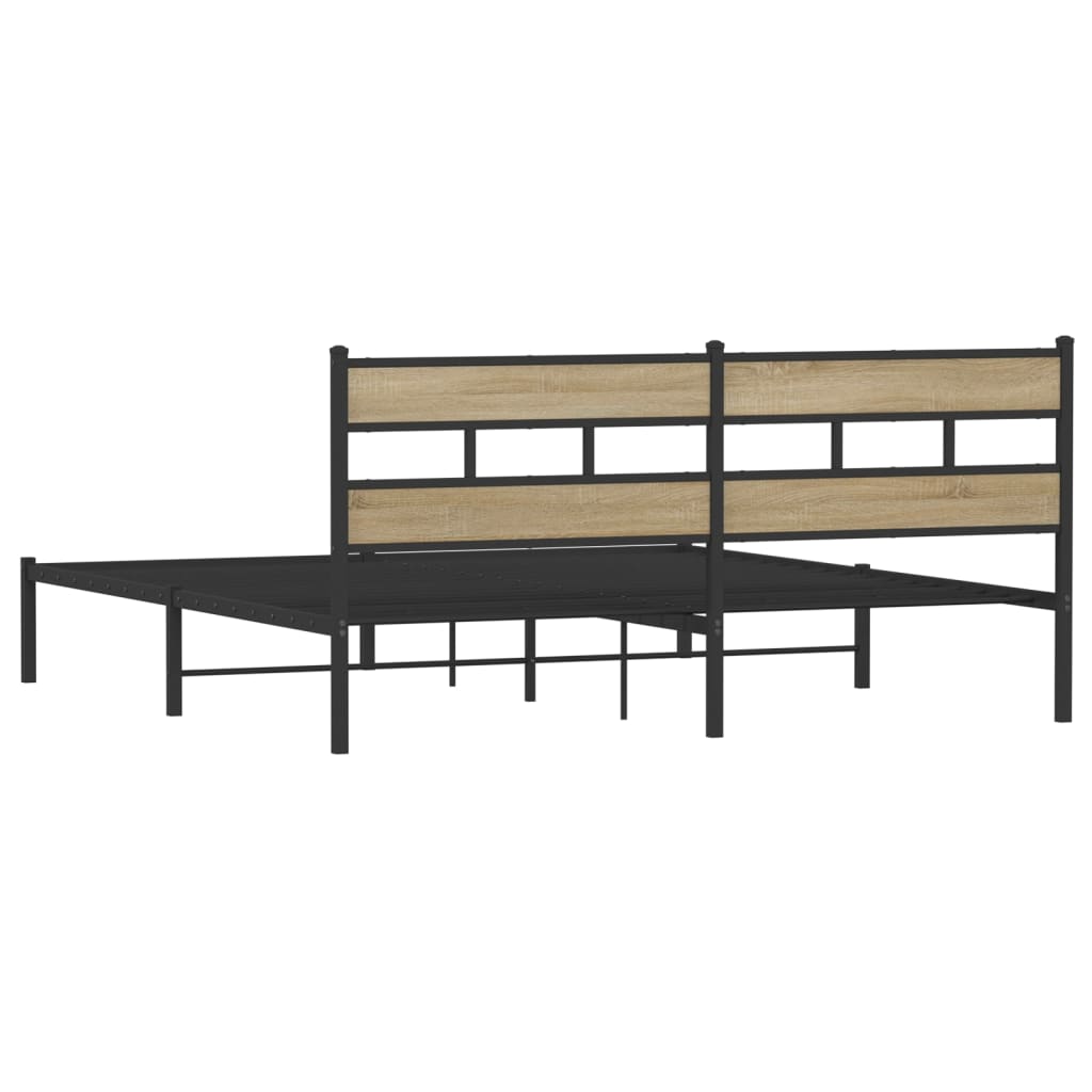 Metal Bed Frame without Mattress Sonoma Oak 183x213 cm