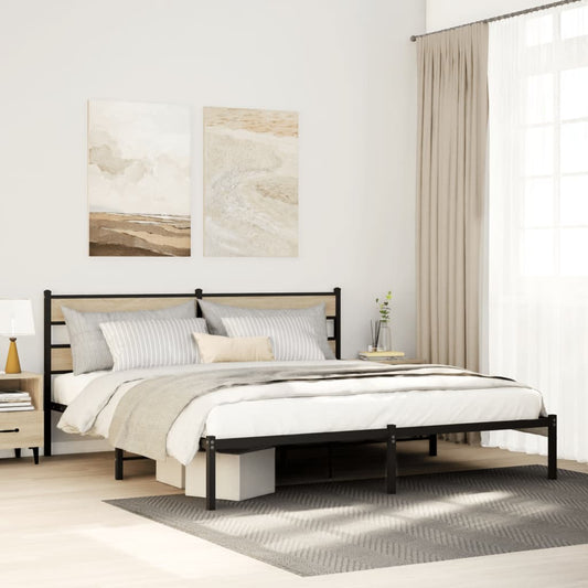 Metal Bed Frame without Mattress Sonoma Oak 183x213 cm