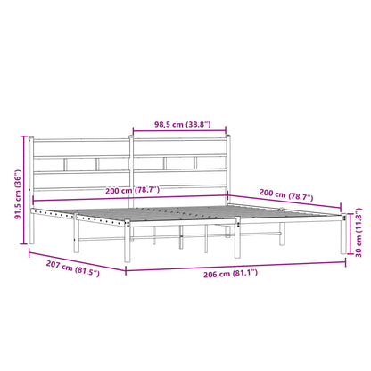 Metal Bed Frame without Mattress Sonoma Oak 200x200 cm