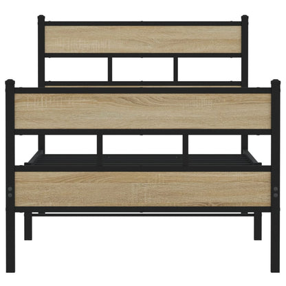 Metal Bed Frame without Mattress Sonoma Oak 90x200 cm