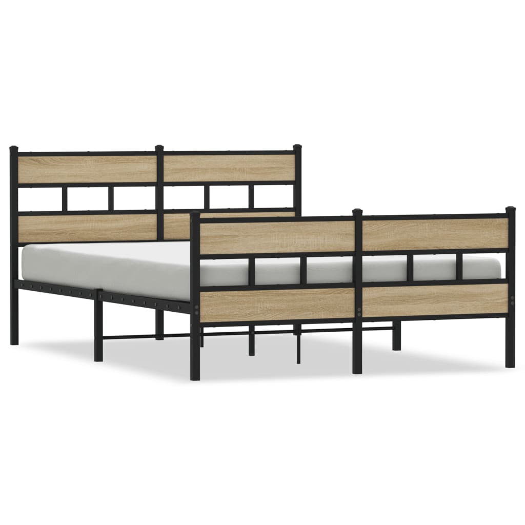 Metal Bed Frame without Mattress Sonoma Oak 140x200 cm