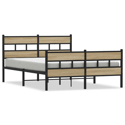 Metal Bed Frame without Mattress Sonoma Oak 140x200 cm