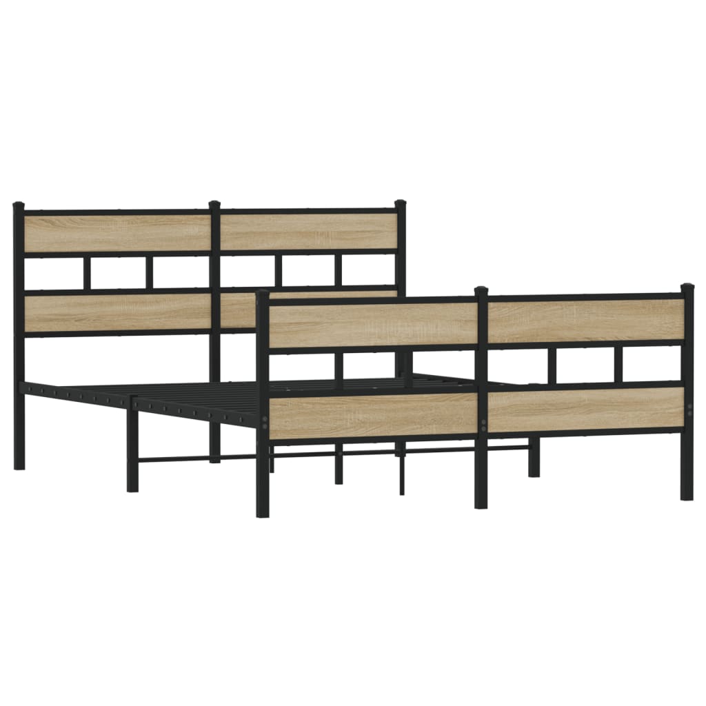 Metal Bed Frame without Mattress Sonoma Oak 140x200 cm