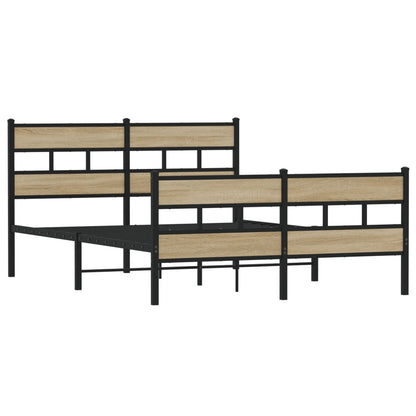 Metal Bed Frame without Mattress Sonoma Oak 140x200 cm