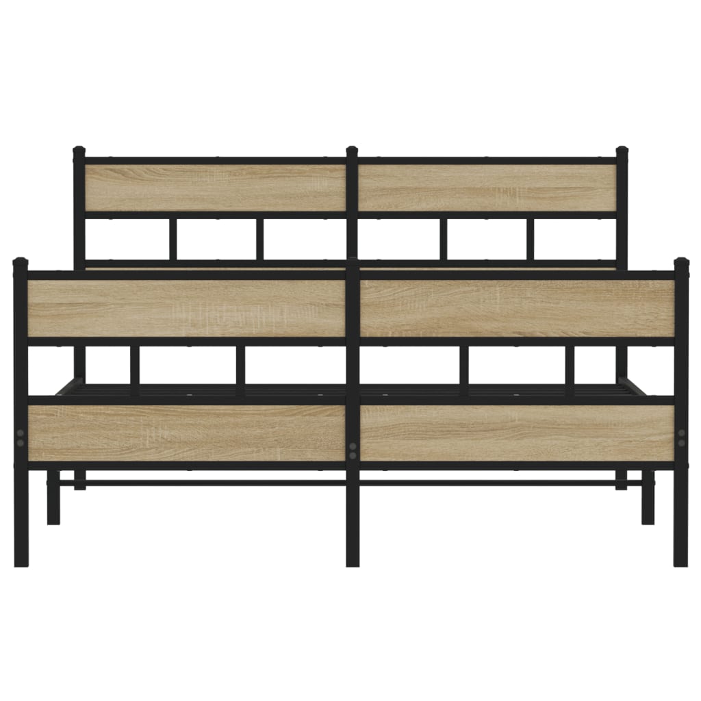 Metal Bed Frame without Mattress Sonoma Oak 140x200 cm
