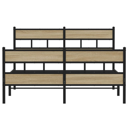 Metal Bed Frame without Mattress Sonoma Oak 140x200 cm