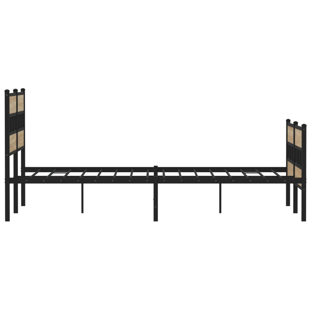 Metal Bed Frame without Mattress Sonoma Oak 140x200 cm