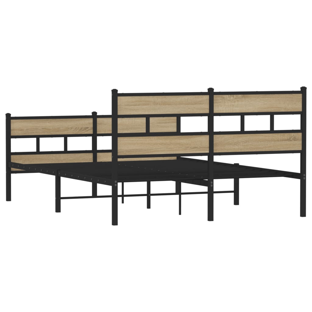 Metal Bed Frame without Mattress Sonoma Oak 140x200 cm