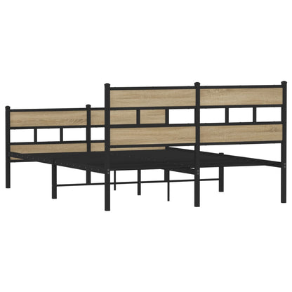 Metal Bed Frame without Mattress Sonoma Oak 140x200 cm