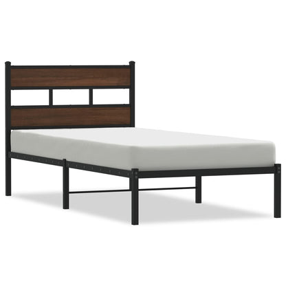 Bed Frame without Mattress with Headboard Brown Oak 107x203 cm