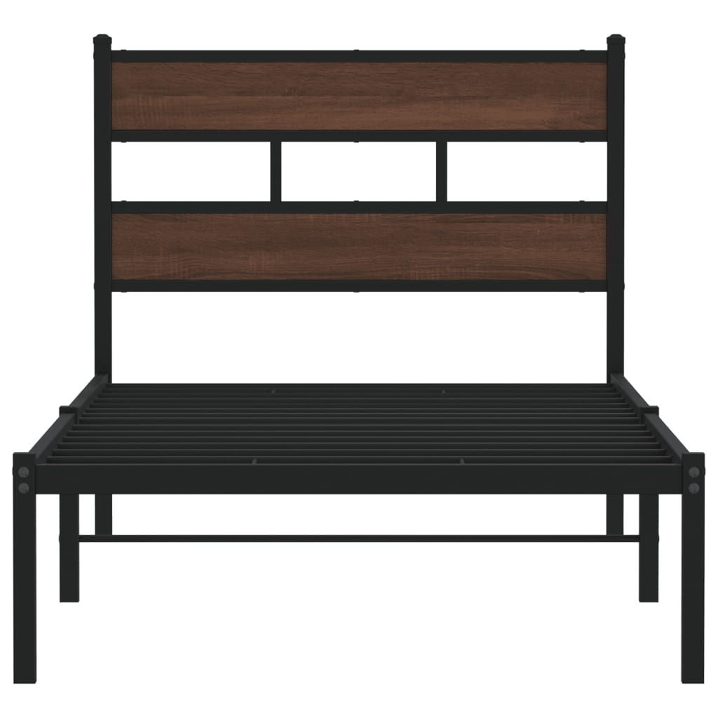 Bed Frame without Mattress with Headboard Brown Oak 107x203 cm