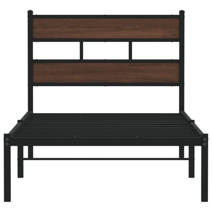 Bed Frame without Mattress with Headboard Brown Oak 107x203 cm