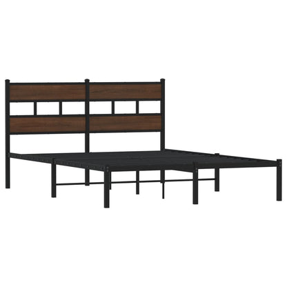 Bed Frame without Mattress with Headboard Brown Oak 140x190 cm