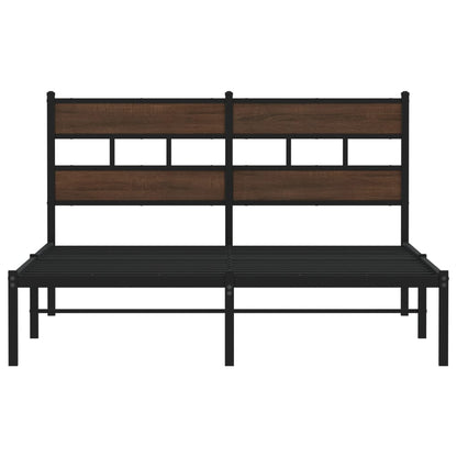 Bed Frame without Mattress with Headboard Brown Oak 140x190 cm