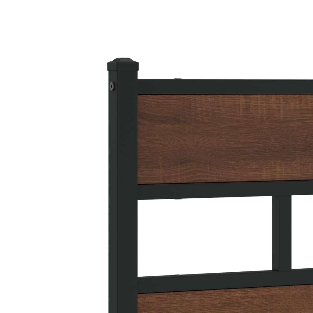 Bed Frame without Mattress with Headboard Brown Oak 140x190 cm
