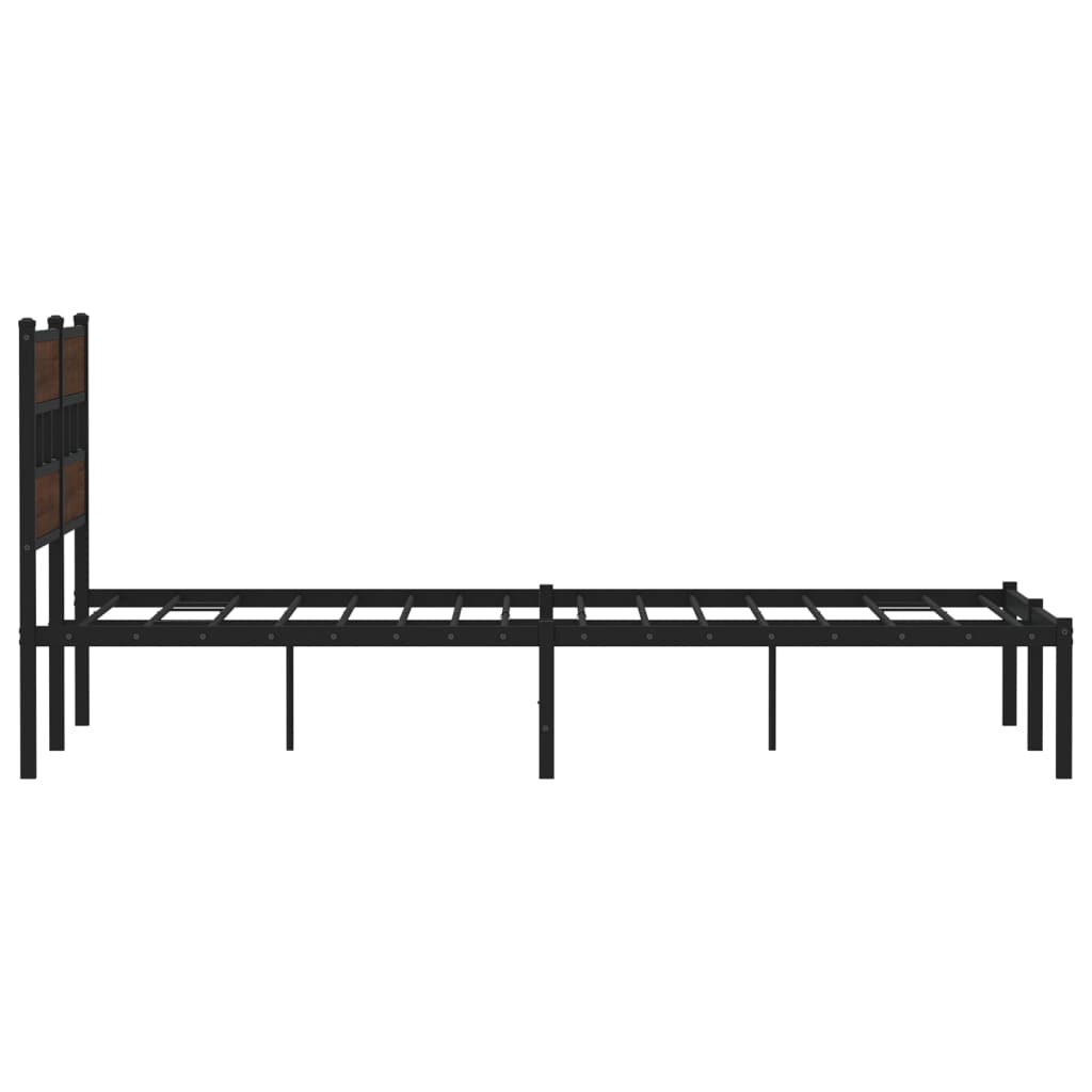 Bed Frame without Mattress with Headboard Brown Oak 160x200 cm