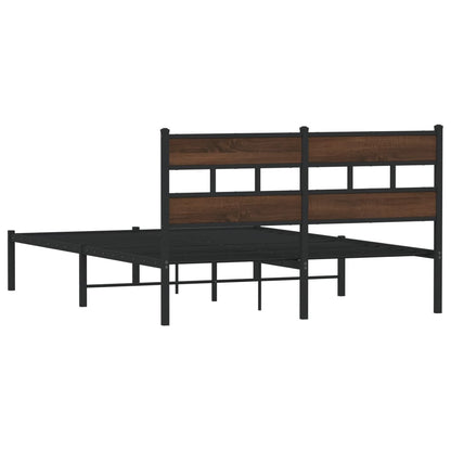 Bed Frame without Mattress with Headboard Brown Oak 160x200 cm