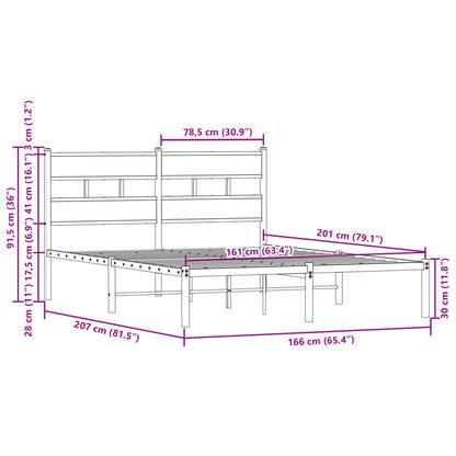 Bed Frame without Mattress with Headboard Brown Oak 160x200 cm