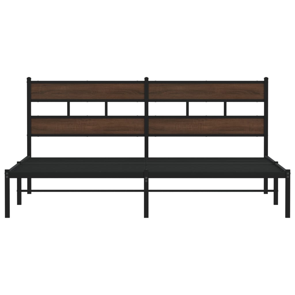 Bed Frame without Mattress with Headboard Brown Oak 183x213 cm