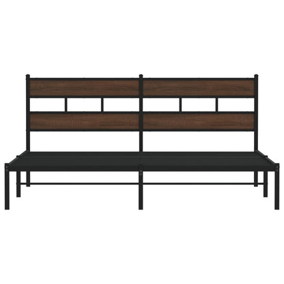 Bed Frame without Mattress with Headboard Brown Oak 183x213 cm